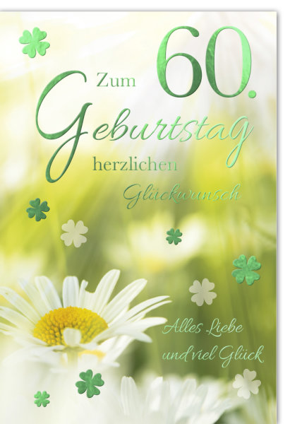 60. Geburtstag - Glückwunschkarte im Format 11,5 x 17 cm mit Umschlag - Verlag Dominique