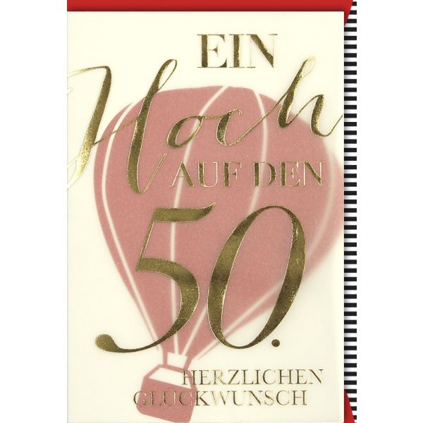 50. Geburtstag Glückwunschkarte mit Umschlag Ein Hoch auf den 50. Herzlichen Glückwunsch