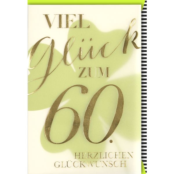 A 60. Geburtstag Glückwunschkarte mit Umschlag 60 Viel Glück
