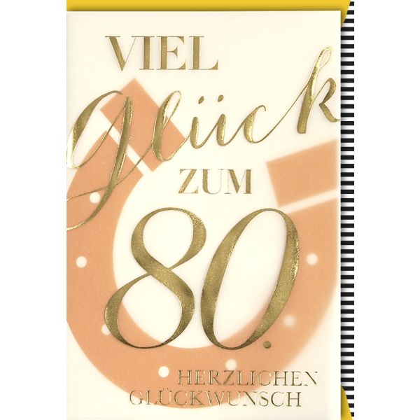 A 80. Geburtstag Glückwunschkarte mit Umschlag 80 Viel Glück