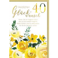 A 40. Geburtstag Glückwunschkarte mit Umschlag 40...
