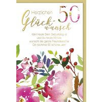 A 50. Geburtstag Glückwunschkarte mit Umschlag 50...