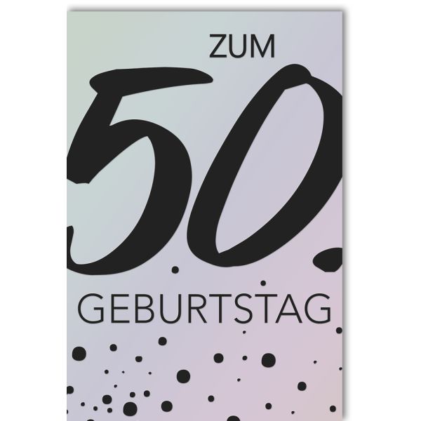 A 50. Geburtstag Glückwunschkarte mit Umschlag 50 Schwarz - Silber
