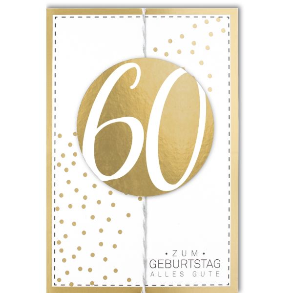 A 60. Geburtstag Glückwunschkarte mit Umschlag 60 Gold Tupfen