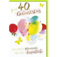 A 40. Geburtstag Glückwunschkarte mit Umschlag 40...
