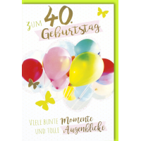 A 40. Geburtstag Glückwunschkarte mit Umschlag 40...