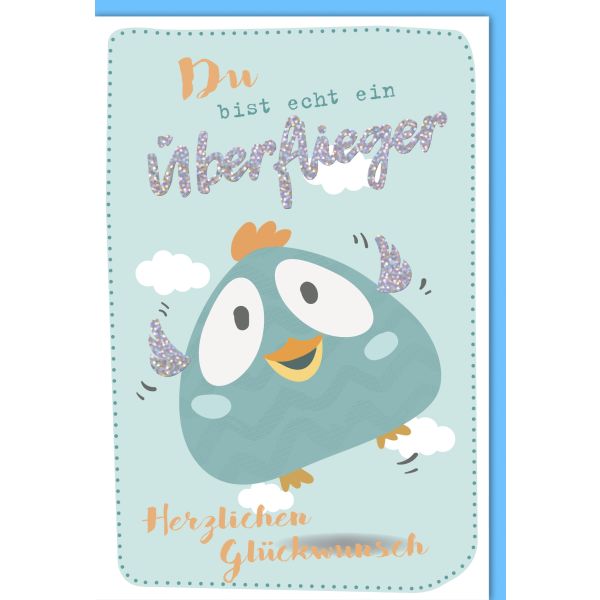 Geburtstag Glückwunschkarte mit Umschlag Überflieger Herzlichen Glückwunsch