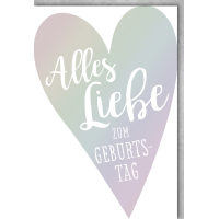 Geburtstag Glückwunschkarte mit Umschlag Herz Silber...