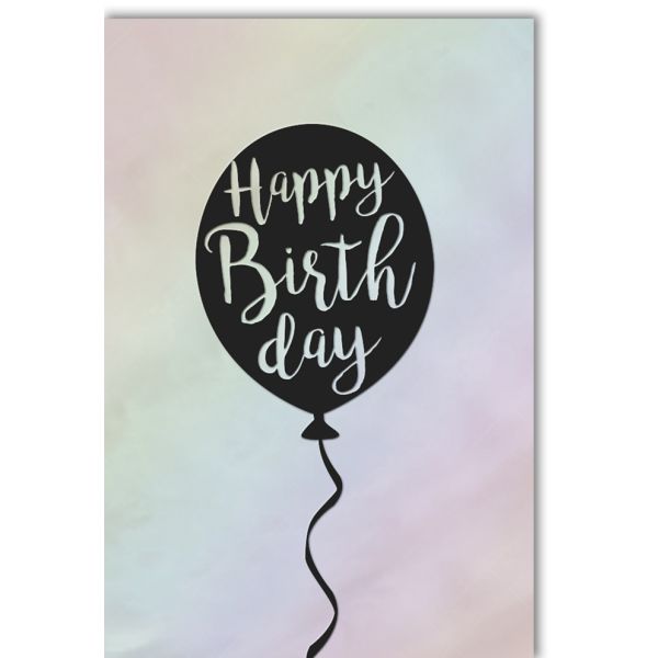 Geburtstag Glückwunschkarte mit Umschlag, silber, Luftballon, Happy Birthday