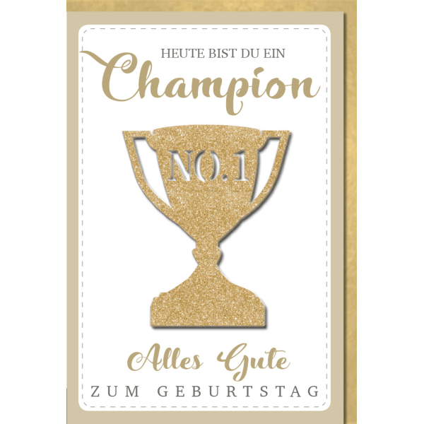 Geburtstag Glückwunschkarte mit Umschlag Champion Pokal Alles Gute