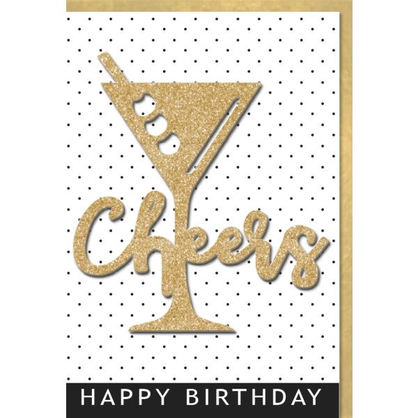 Geburtstag Glückwunschkarte mit Umschlag Longdrink Cheers Happy Birthday