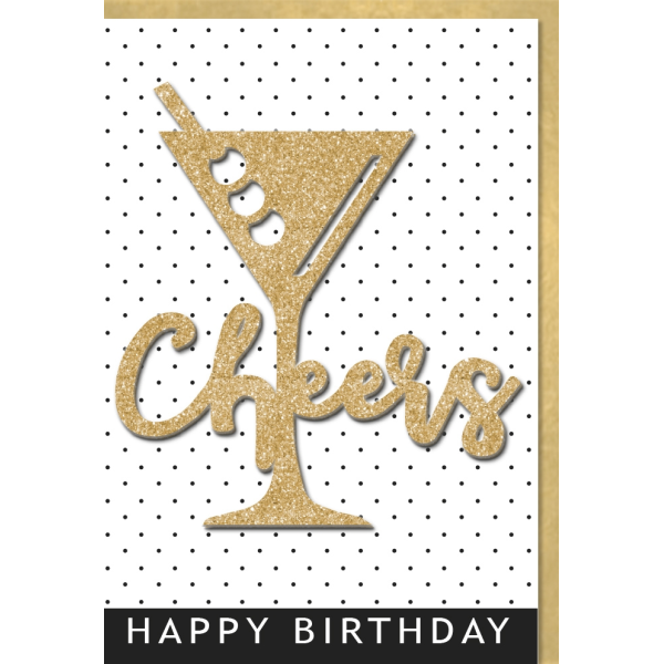 Geburtstag Glückwunschkarte mit Umschlag Longdrink Cheers Happy Birthday