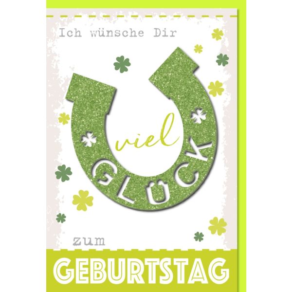 Geburtstag Glückwunschkarte mit Umschlag Hufeisen Viel Glück