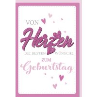 Geburtstag Glückwunschkarte mit Umschlag Von Herzen...
