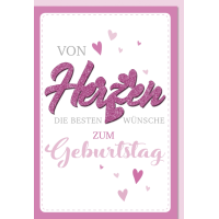 Geburtstag Glückwunschkarte mit Umschlag Von Herzen...