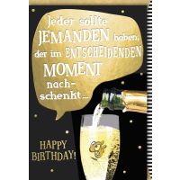 Geburtstag Glückwunschkarte mit Umschlag Sektglas...