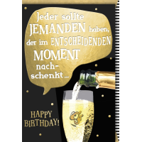 Geburtstag Glückwunschkarte mit Umschlag Sektglas...