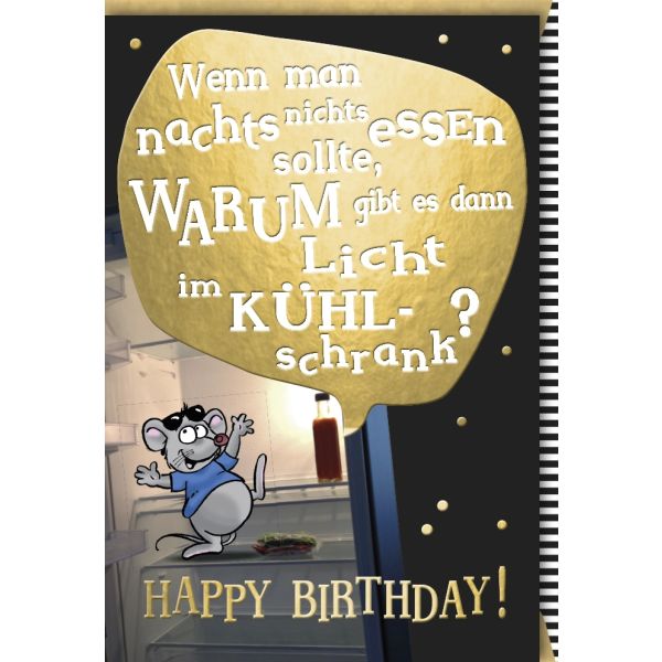 Geburtstag Glückwunschkarte mit Umschlag Licht im Kühlschrank Happy Birthday