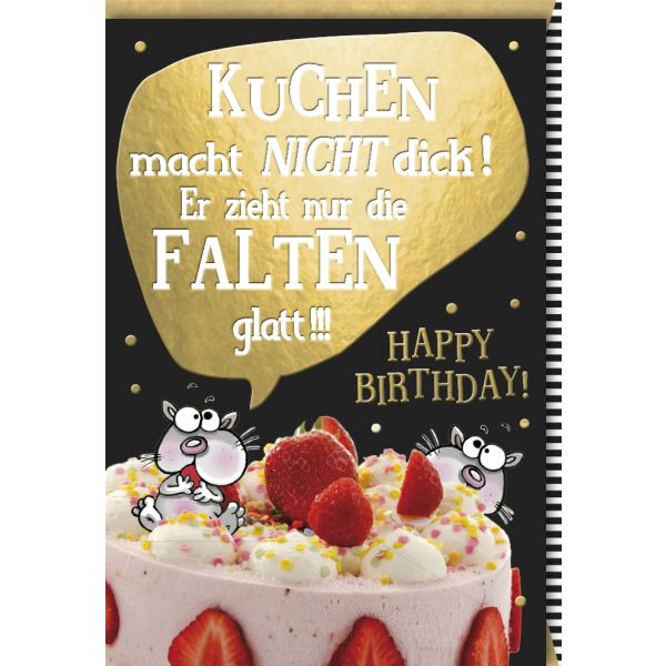Geburtstag Glückwunschkarte mit Umschlag Kuchen Falten Happy Birthday
