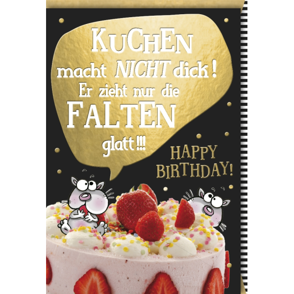 Geburtstag Glückwunschkarte mit Umschlag Kuchen Falten Happy Birthday