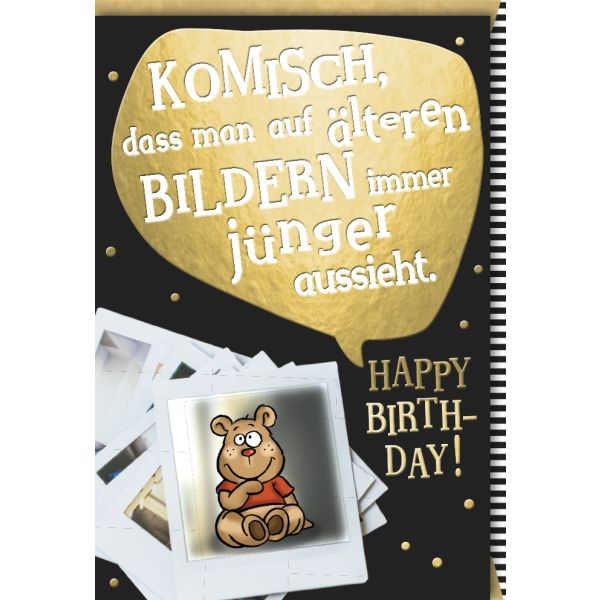 Geburtstag Glückwunschkarte mit Umschlag Alte Bilder jünger... Happy Birthday