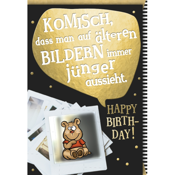 Geburtstag Glückwunschkarte mit Umschlag Alte Bilder jünger... Happy Birthday
