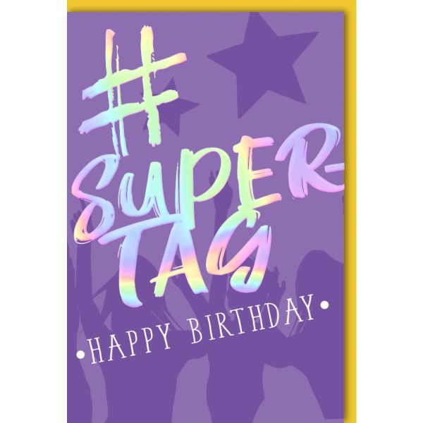 Geburtstag Glückwunschkarte mit Umschlag "#Super Tag Happy Birthday"