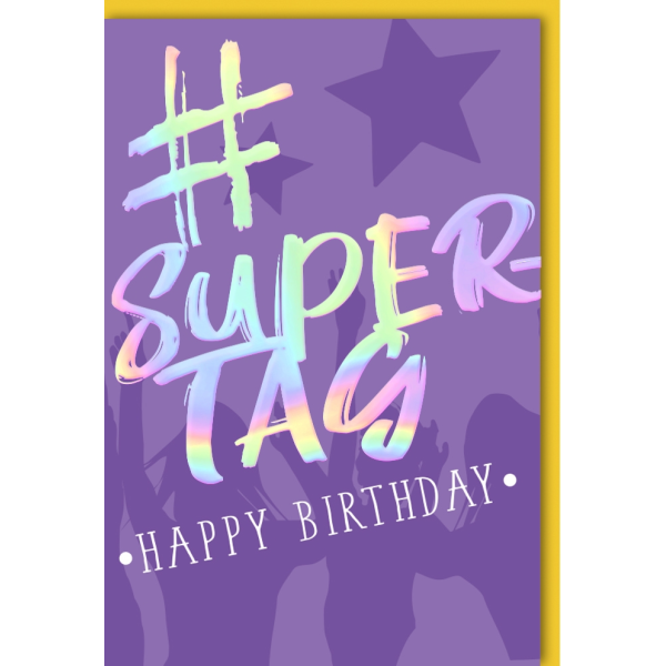Geburtstag Glückwunschkarte mit Umschlag "#Super Tag Happy Birthday"