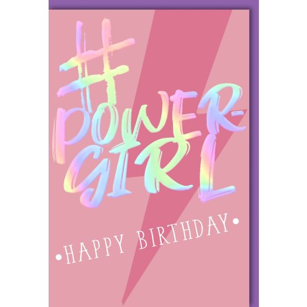 Geburtstag Glückwunschkarte mit Umschlag - #Powergirl