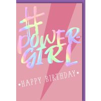 Geburtstag Glückwunschkarte mit Umschlag - #Powergirl