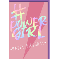 Geburtstag Glückwunschkarte mit Umschlag - #Powergirl