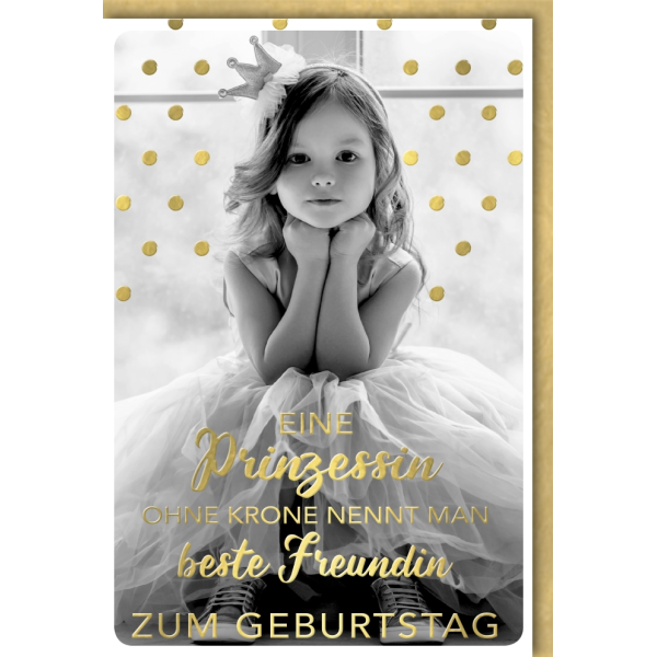 Geburtstag Dots&Fun Glückwunschkarte mit Umschlag Prinzessin ohne Krone beste Freundin