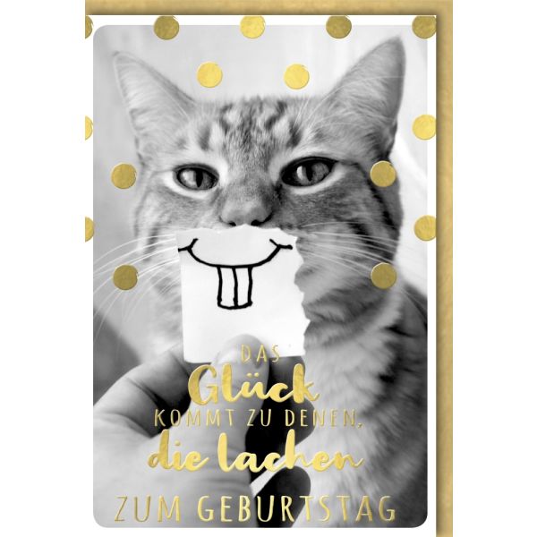 Geburtstag Dots&Fun Glückwunschkarte mit Umschlag Motiv: Katze