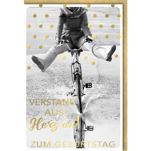 Geburtstag Dots&Fun Glückwunschkarte mit Umschlag Verstand aus Herz an