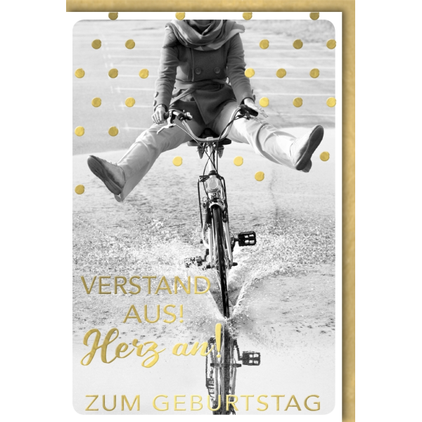 Geburtstag Dots&Fun Glückwunschkarte mit Umschlag Verstand aus Herz an