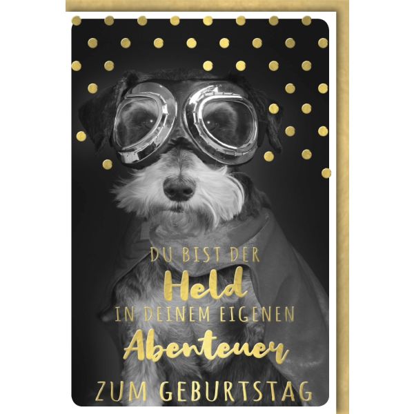 Geburtstag Dots&Fun Glückwunschkarte mit Umschlag Held im eigenen Abenteuer