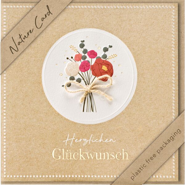 Allgemeine Wünsche Nature Cards Quadratische unverpackte Glückwunschkarte mit Umschlag Blumenstrauß