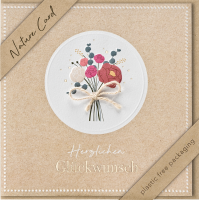 Allgemeine Wünsche Nature Cards Quadratische unverpackte Glückwunschkarte mit Umschlag Blumenstrauß