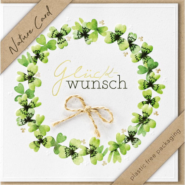 Allgemeine Wünsche Nature Cards Quadratische unverpackte Glückwunschkarte mit Umschlag Blumenkranz Glückwunsch