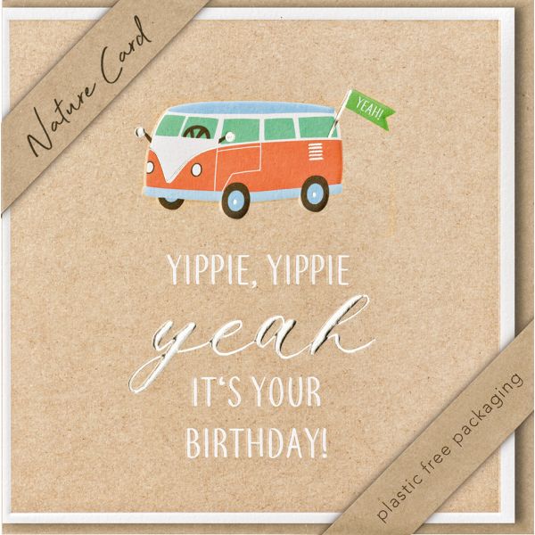 Geburtstag Nature Cards unverpackt quadratische Glückwunschkarte mit Umschlag Bus It´s your birthday
