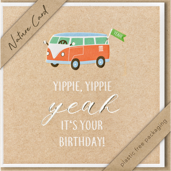 Geburtstag Nature Cards unverpackt quadratische Glückwunschkarte mit Umschlag Bus It´s your birthday