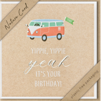 Geburtstag Nature Cards unverpackt quadratische Glückwunschkarte mit Umschlag Bus It´s your birthday