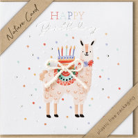 Geburtstag – Nature Cards – unverpackt - Glückwunschkarte im Format 15,5 x 15,5 cm mit Briefumschlag – Lama