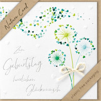 Geburtstag – Nature Cards – unverpackt - Glückwunschkarte im Format 15,5 x 15,5 cm mit Briefumschlag – Pusteblume