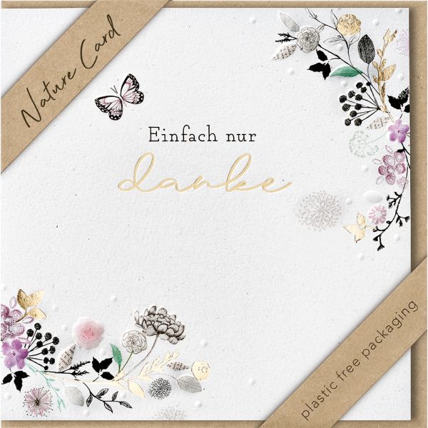 Allgemeine Wünsche Nature Cards Quadratische Glückwunschkarte mit Umschlag Blüten Herz Von Herzen