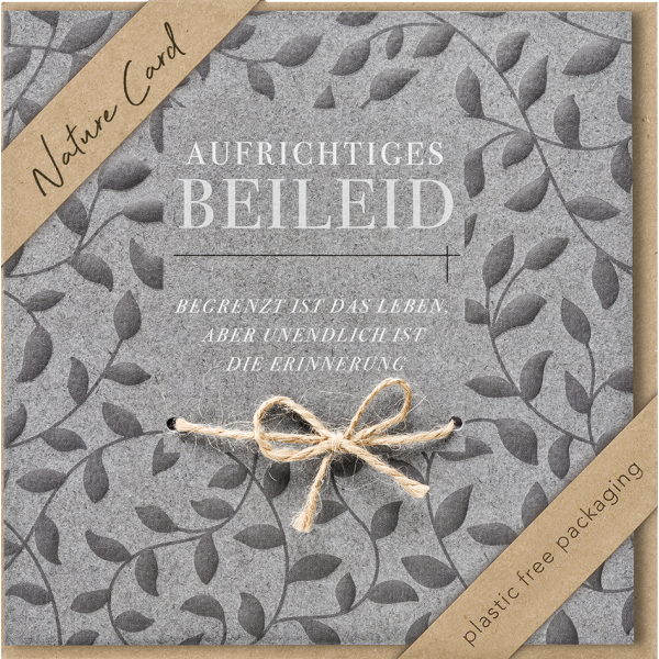 Trauer Beileid Nature Cards unverpackt quadratische Kondolenzkarte mit Umschlag Aufrichtiges Beileid
