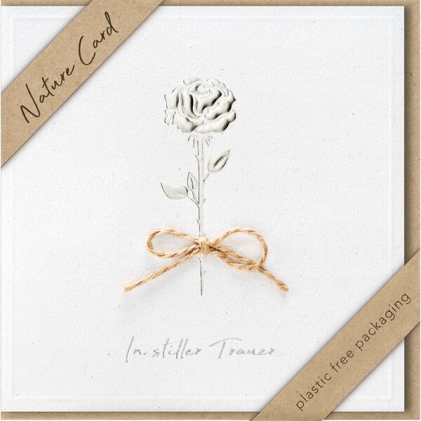 Trauer Beileid Nature Cards Quadratische unverpackte Trauerkarte mit Umschlag In stiller Trauer Blume Schleife