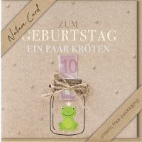 Geldkarte – Nature Cards – unverpackt - Glückwunschkarte im Format 15,5 x 15,5 cm mit Briefumschlag - Frosch im Glas