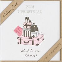 Geldkarte – Nature Cards – unverpackt - Glückwunschkarte im Format 15,5 x 15,5 cm mit Briefumschlag – Koffer