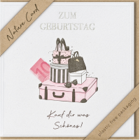 Geldkarte – Nature Cards – unverpackt - Glückwunschkarte im Format 15,5 x 15,5 cm mit Briefumschlag – Koffer